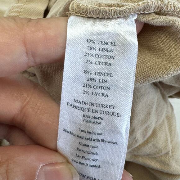 Faherty Romper Womens X Large Brown Arlie Button Up Collared Linen Blend - Picture 7 of 11